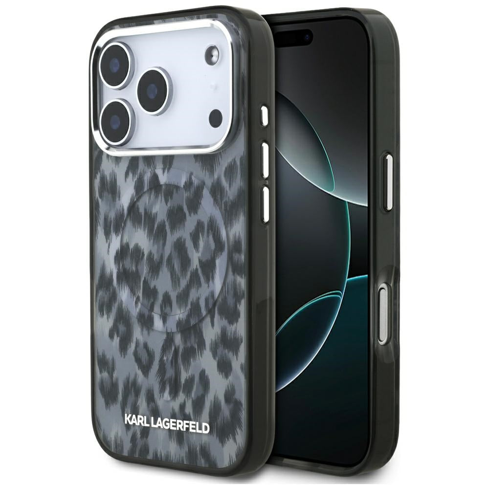 Pouzdro MagSafe pro Apple iPhone 17 Pro, Karl Lagerfeld, IML Leopard Pattern, Černá