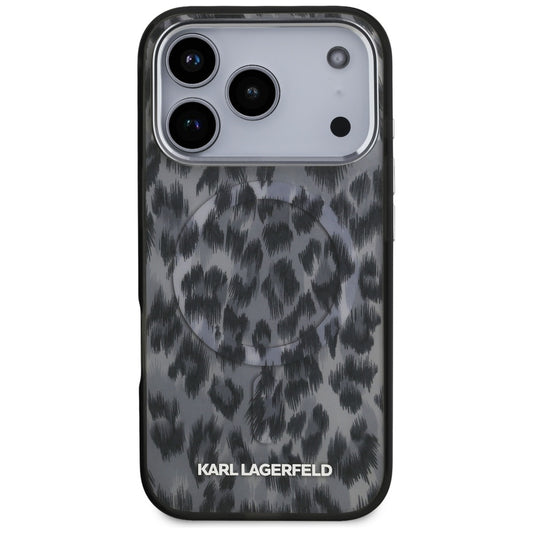 Pouzdro MagSafe pro Apple iPhone 17 Pro, Karl Lagerfeld, IML Leopard Pattern, Černá