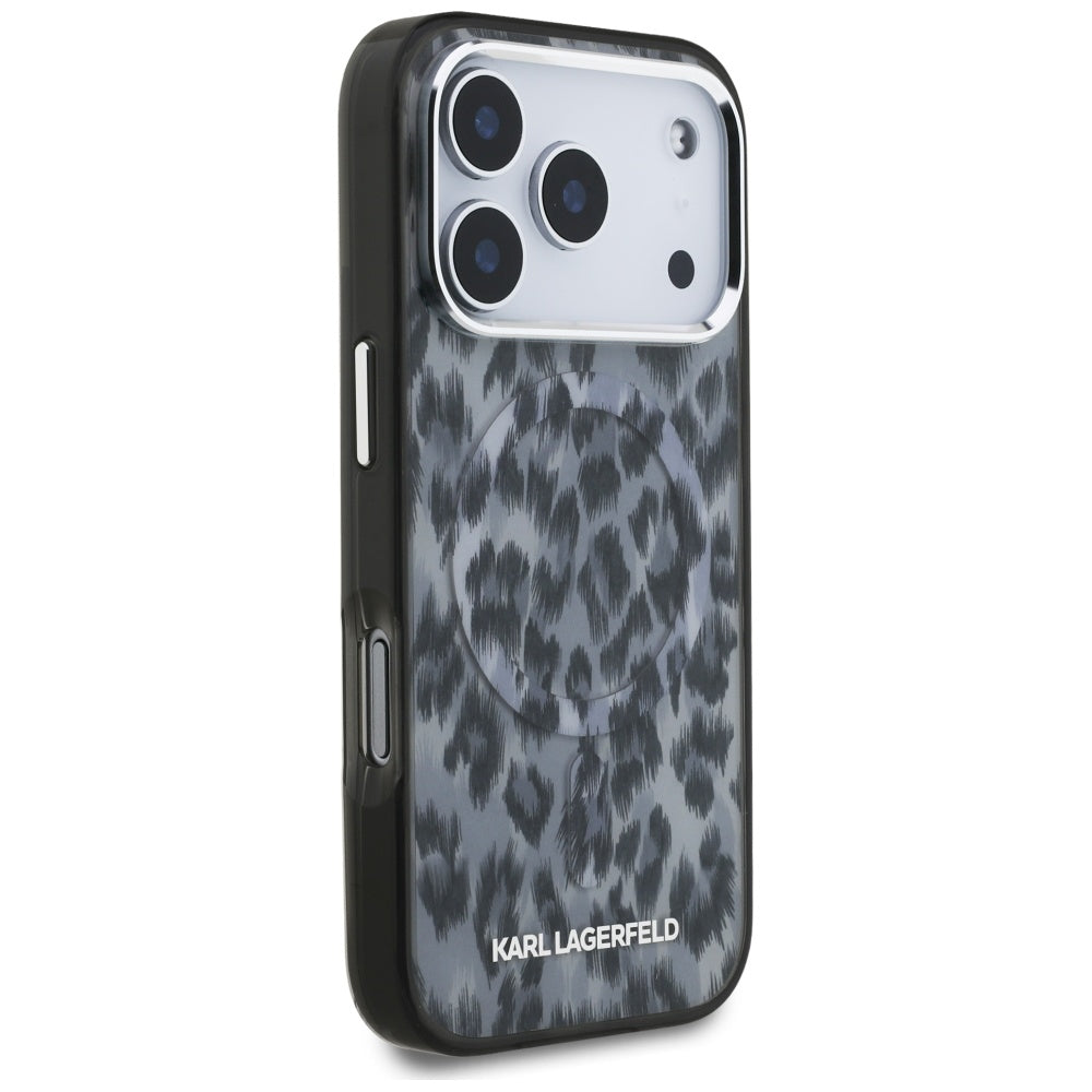 Pouzdro MagSafe pro Apple iPhone 17 Pro, Karl Lagerfeld, IML Leopard Pattern, Černá