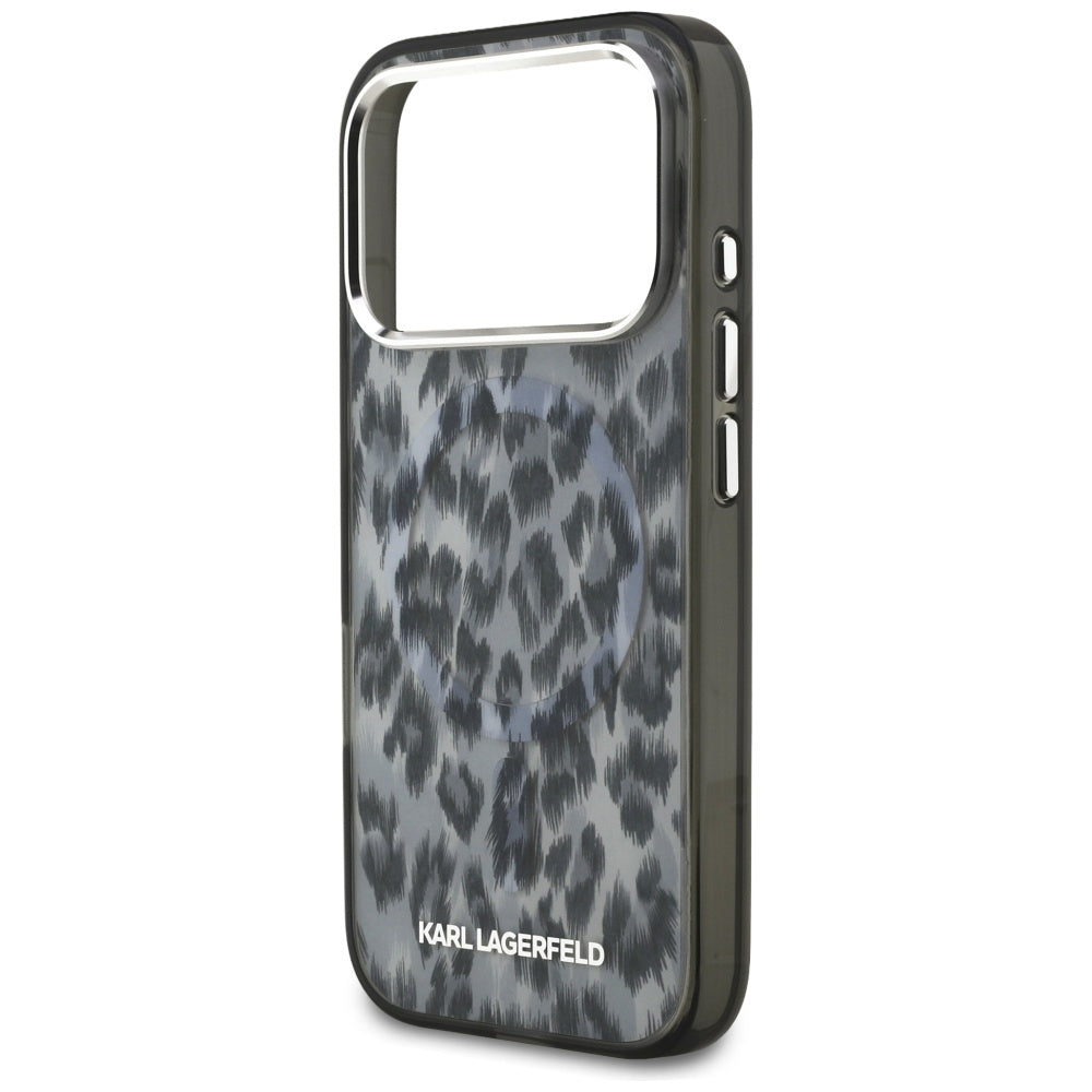 Pouzdro MagSafe pro Apple iPhone 17 Pro, Karl Lagerfeld, IML Leopard Pattern, Černá