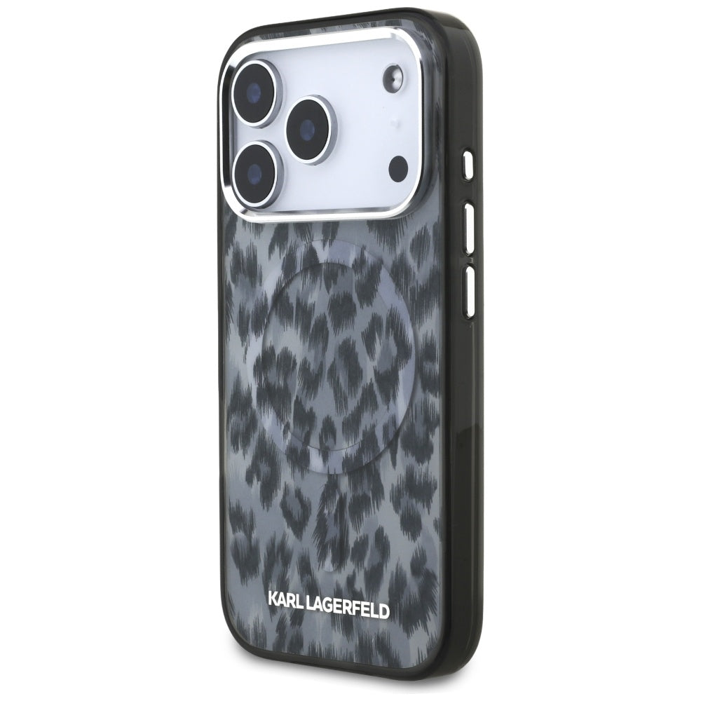 Pouzdro MagSafe pro Apple iPhone 17 Pro, Karl Lagerfeld, IML Leopard Pattern, Černá