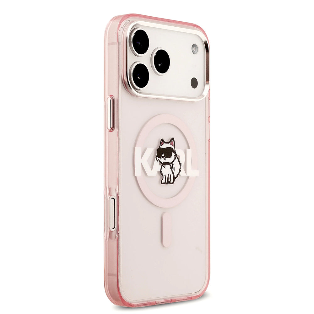 MagSafe Case for Apple iPhone 17 Pro, Karl Lagerfeld, IML Sketch Logo Choupette, Pink