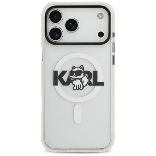 Pouzdro MagSafe pro Apple iPhone 17 Pro, Karl Lagerfeld, IML Sketch Logo Choupette, Průhledné