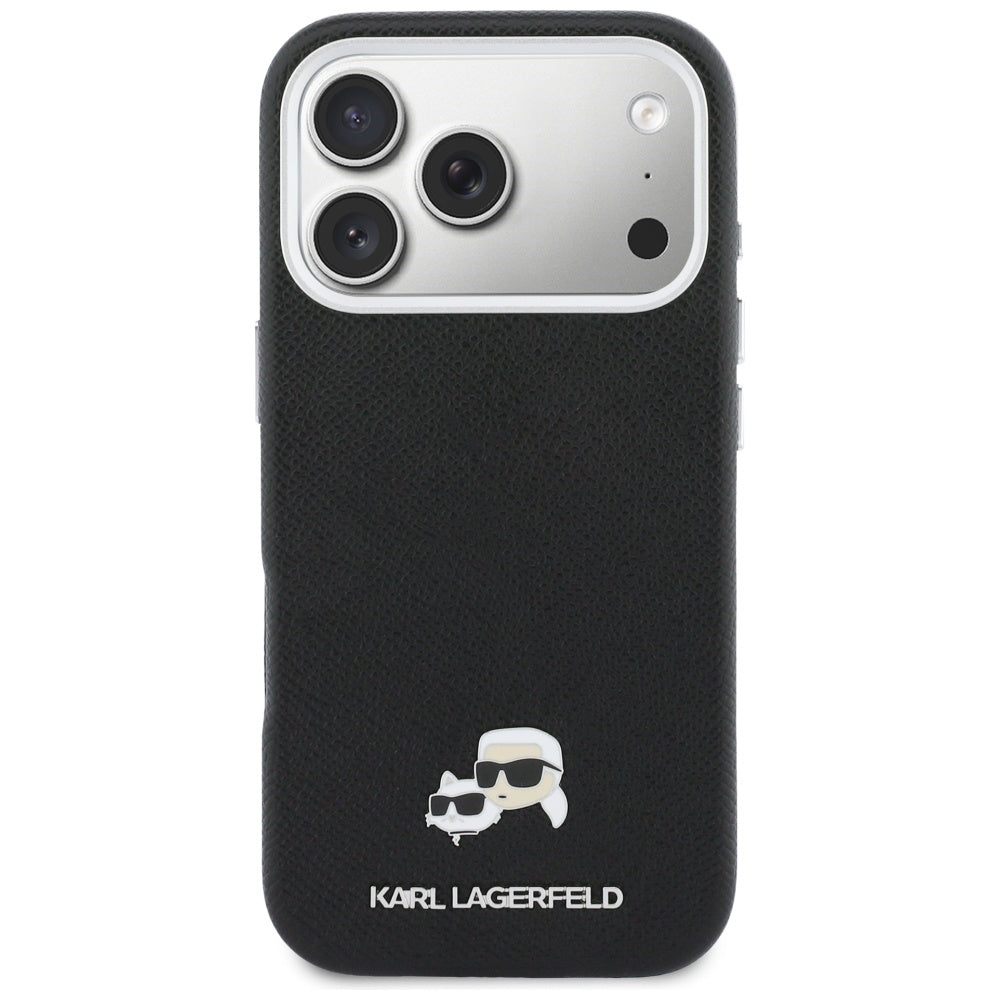 Pouzdro MagSafe pro Apple iPhone 17 Pro, Karl Lagerfeld, Karl & Choupette Head's Pin, Černá