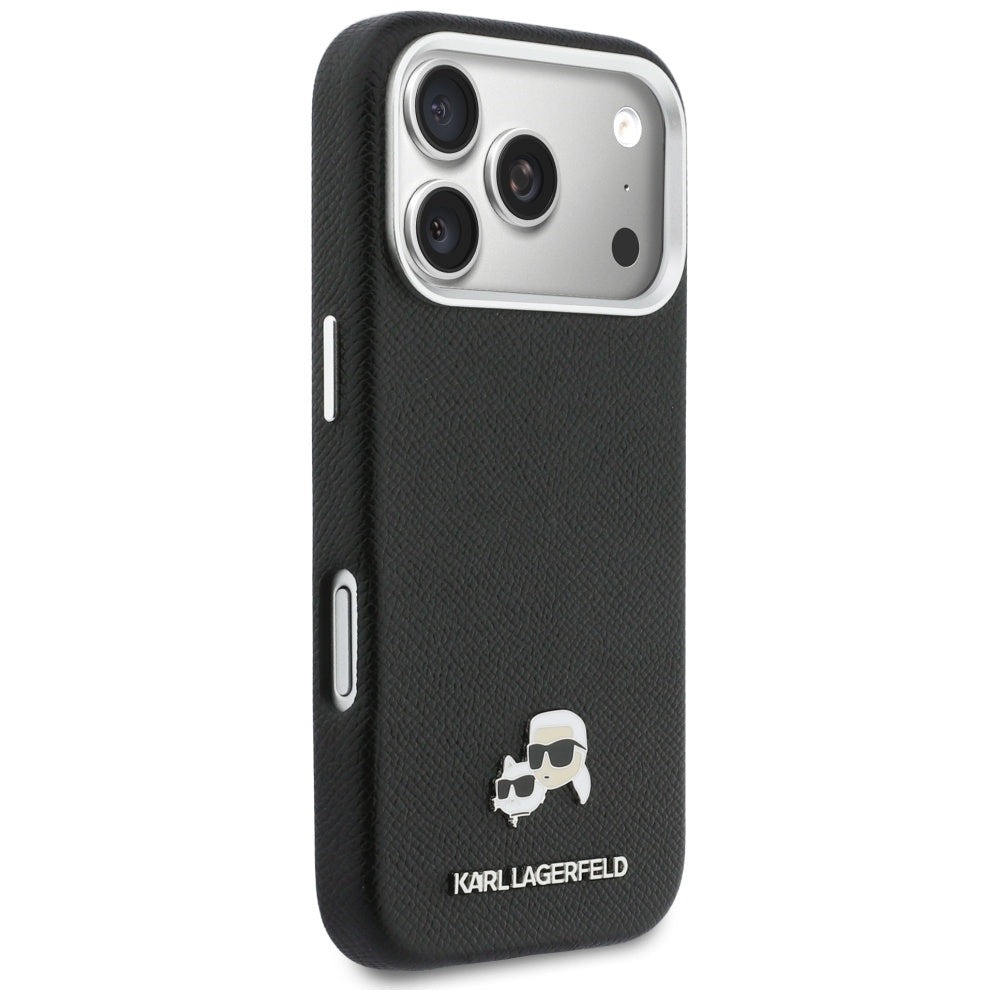 Pouzdro MagSafe pro Apple iPhone 17 Pro, Karl Lagerfeld, Karl & Choupette Head's Pin, Černá