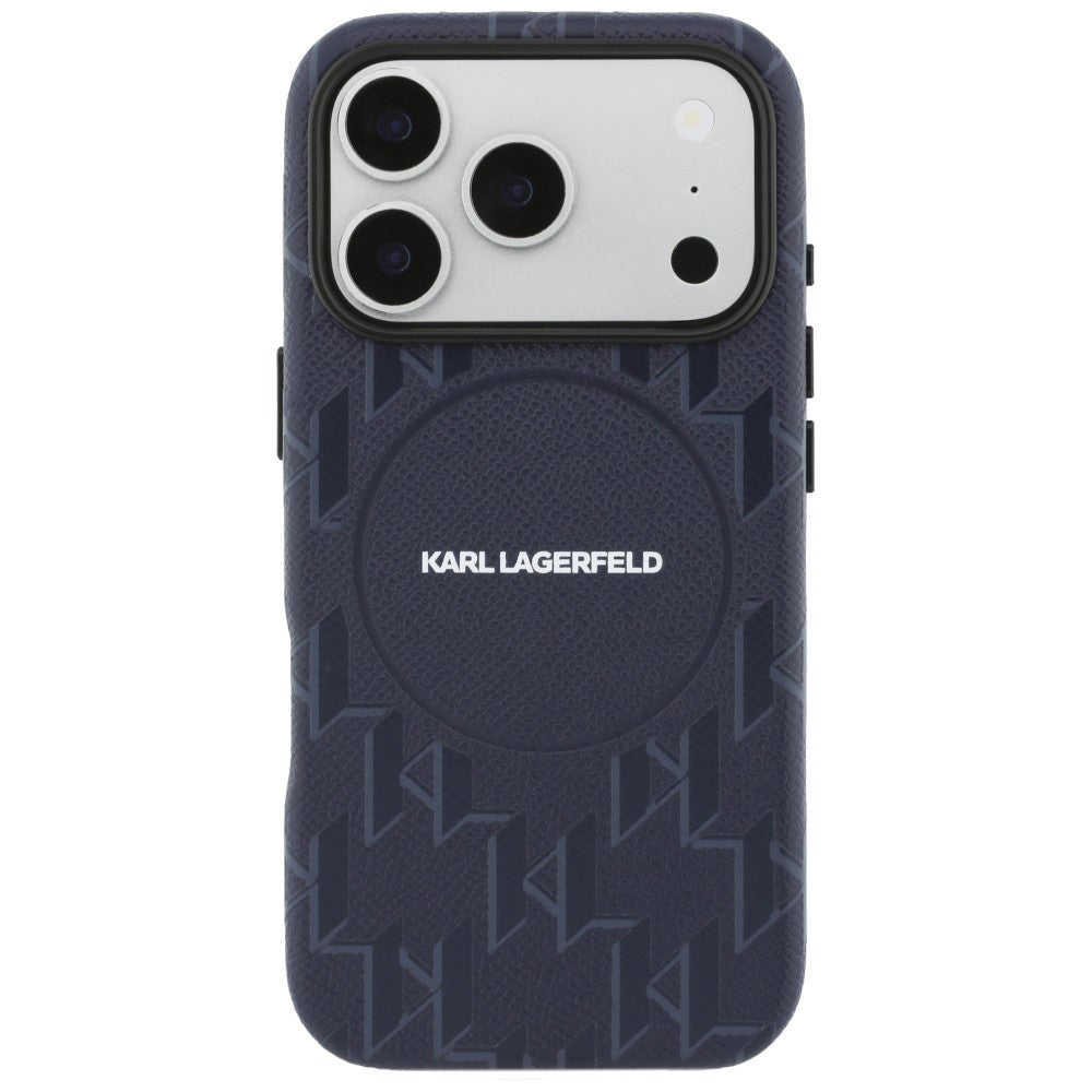Pouzdro MagSafe pro Apple iPhone 17 Pro, Karl Lagerfeld, KL Monogram Logo, Modrá