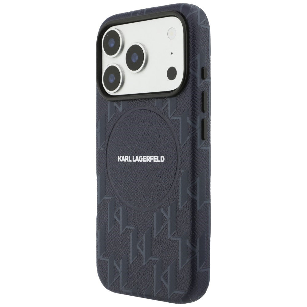 Pouzdro MagSafe pro Apple iPhone 17 Pro, Karl Lagerfeld, KL Monogram Logo, Modrá