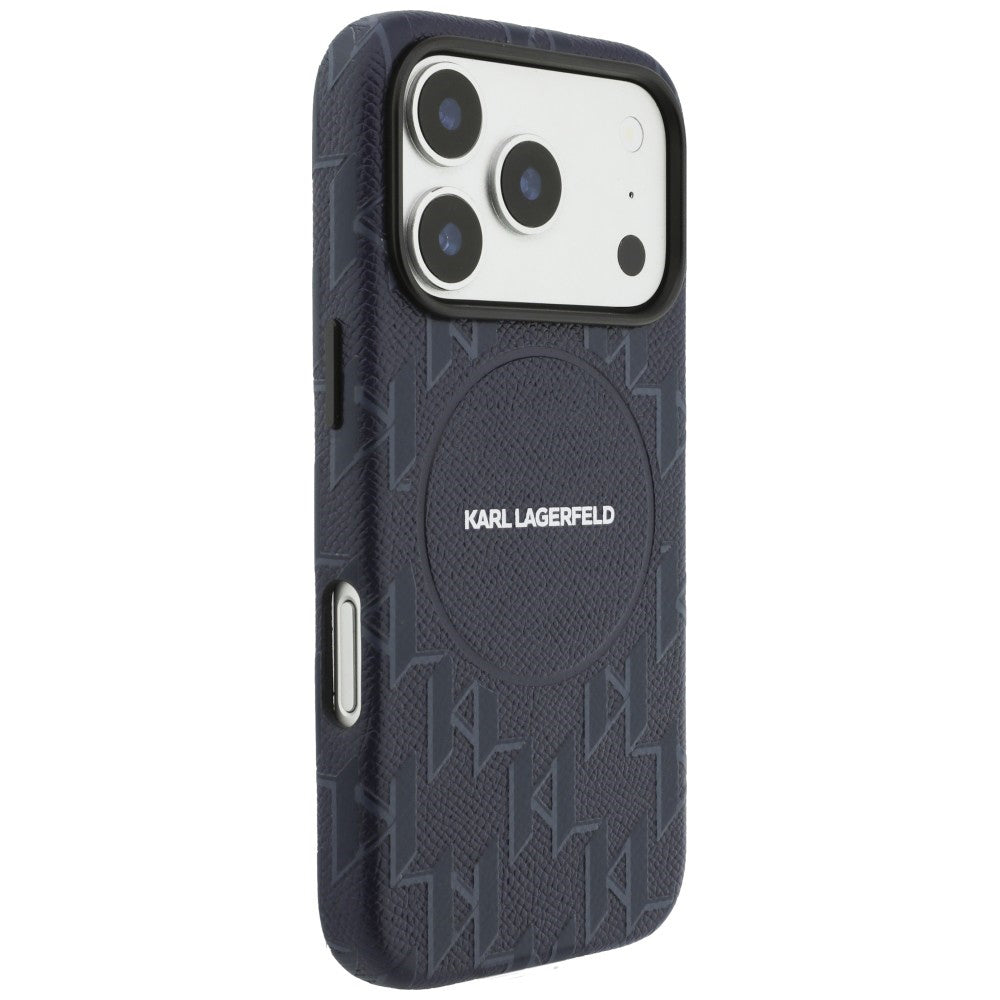 Pouzdro MagSafe pro Apple iPhone 17 Pro, Karl Lagerfeld, KL Monogram Logo, Modrá