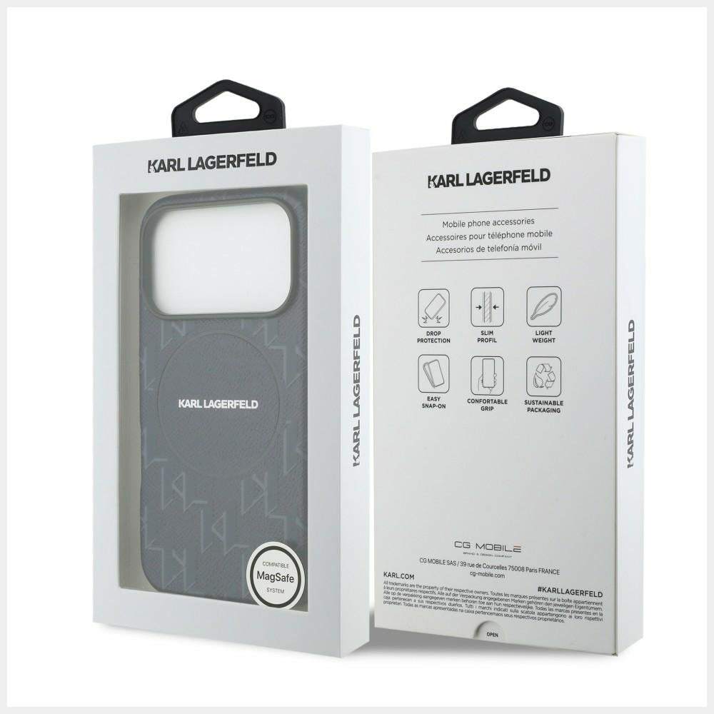 Pouzdro MagSafe pro Apple iPhone 17 Pro, Karl Lagerfeld, KL Monogram Logo, Modrá