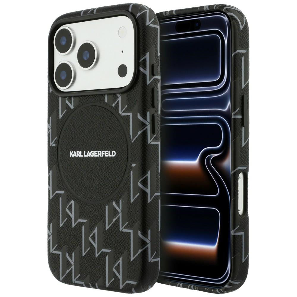 Pouzdro MagSafe pro Apple iPhone 17 Pro, Karl Lagerfeld, KL Monogram Logo, Černá