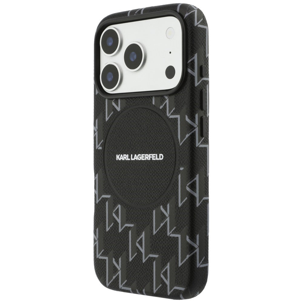 Pouzdro MagSafe pro Apple iPhone 17 Pro, Karl Lagerfeld, KL Monogram Logo, Černá