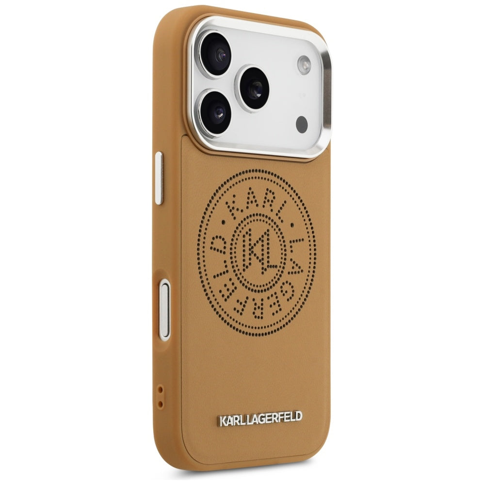 Pouzdro MagSafe pro Apple iPhone 17 Pro, Karl Lagerfeld, Point & Metal Logo, Hnědá