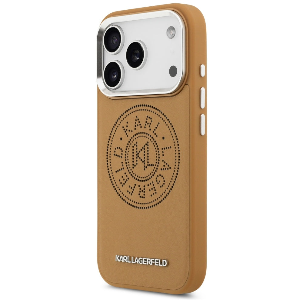 Pouzdro MagSafe pro Apple iPhone 17 Pro, Karl Lagerfeld, Point & Metal Logo, Hnědá