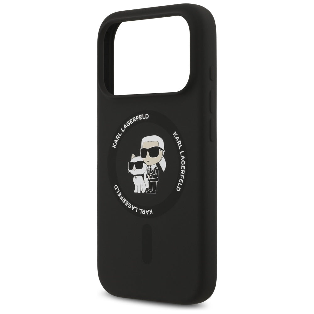 Pouzdro MagSafe pro Apple iPhone 17 Pro, Karl Lagerfeld, Ring Karl & Choupette, Černá