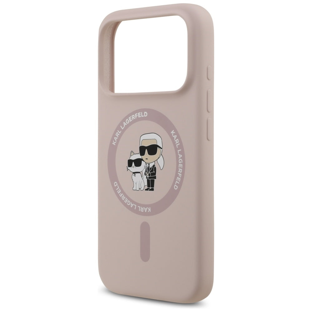 Pouzdro MagSafe pro Apple iPhone 17 Pro, Karl Lagerfeld, Ring Karl & Choupette, Růžová
