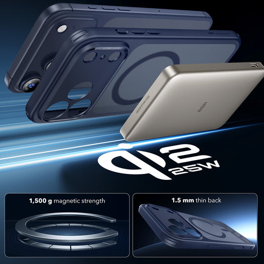 Pouzdro MagSafe pro Apple iPhone 17 Pro Max, ESR, Classic Hybrid, Saténově modrá