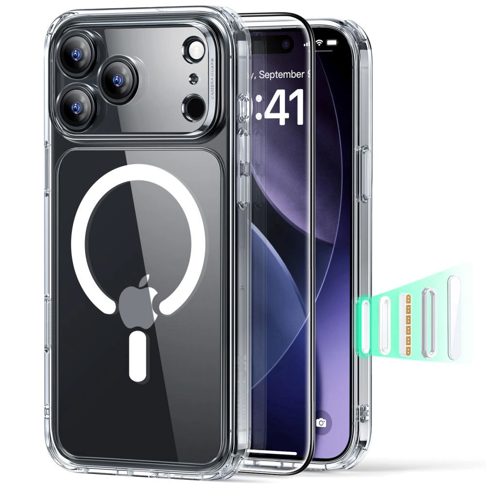 Pouzdro MagSafe pro Apple iPhone 17 Pro Max, ESR, Classic Hybrid se Screen Protector, Průhledné