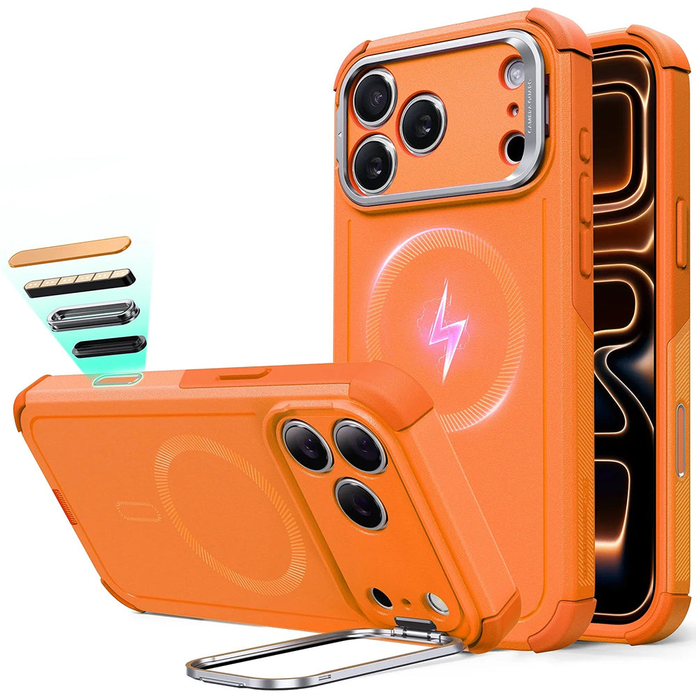 Pouzdro MagSafe pro Apple iPhone 17 Pro Max, ESR, Cyber Armor Kickstand, Oranžové