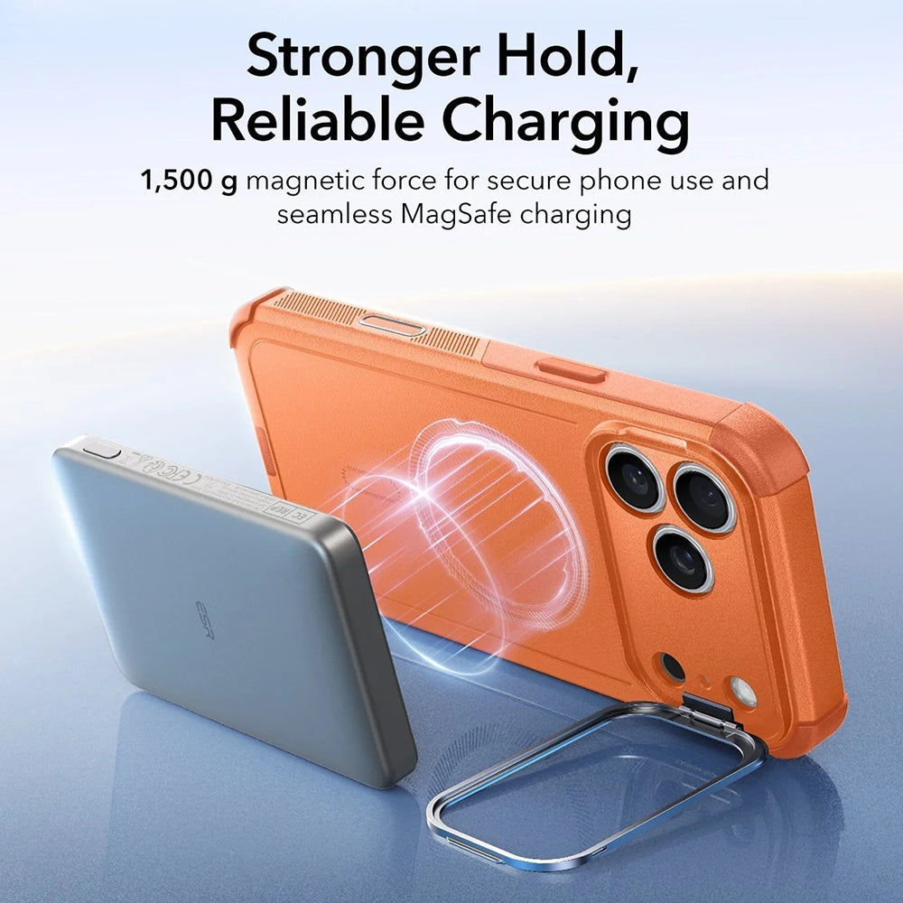 Pouzdro MagSafe pro Apple iPhone 17 Pro Max, ESR, Cyber Armor Kickstand, Oranžové