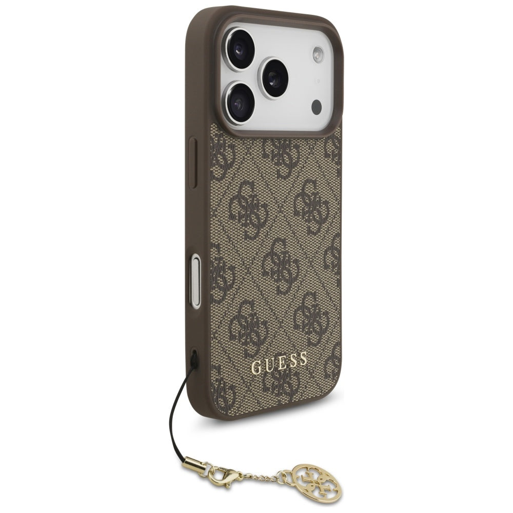 Pouzdro MagSafe pro Apple iPhone 17 Pro Max, Guess, 4G Charm Cradle, hnědá