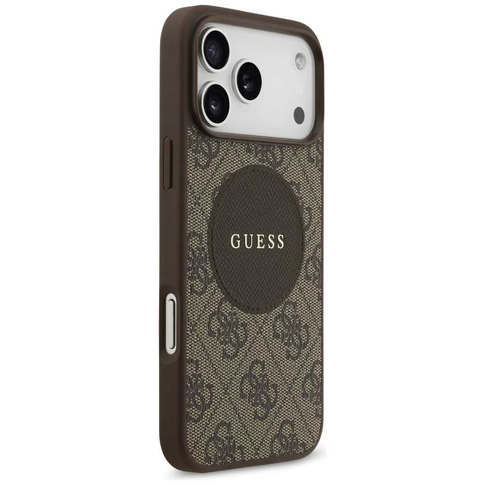Pouzdro MagSafe pro Apple iPhone 17 Pro Max, Guess, 4G Circle Classic Logo, hnědá
