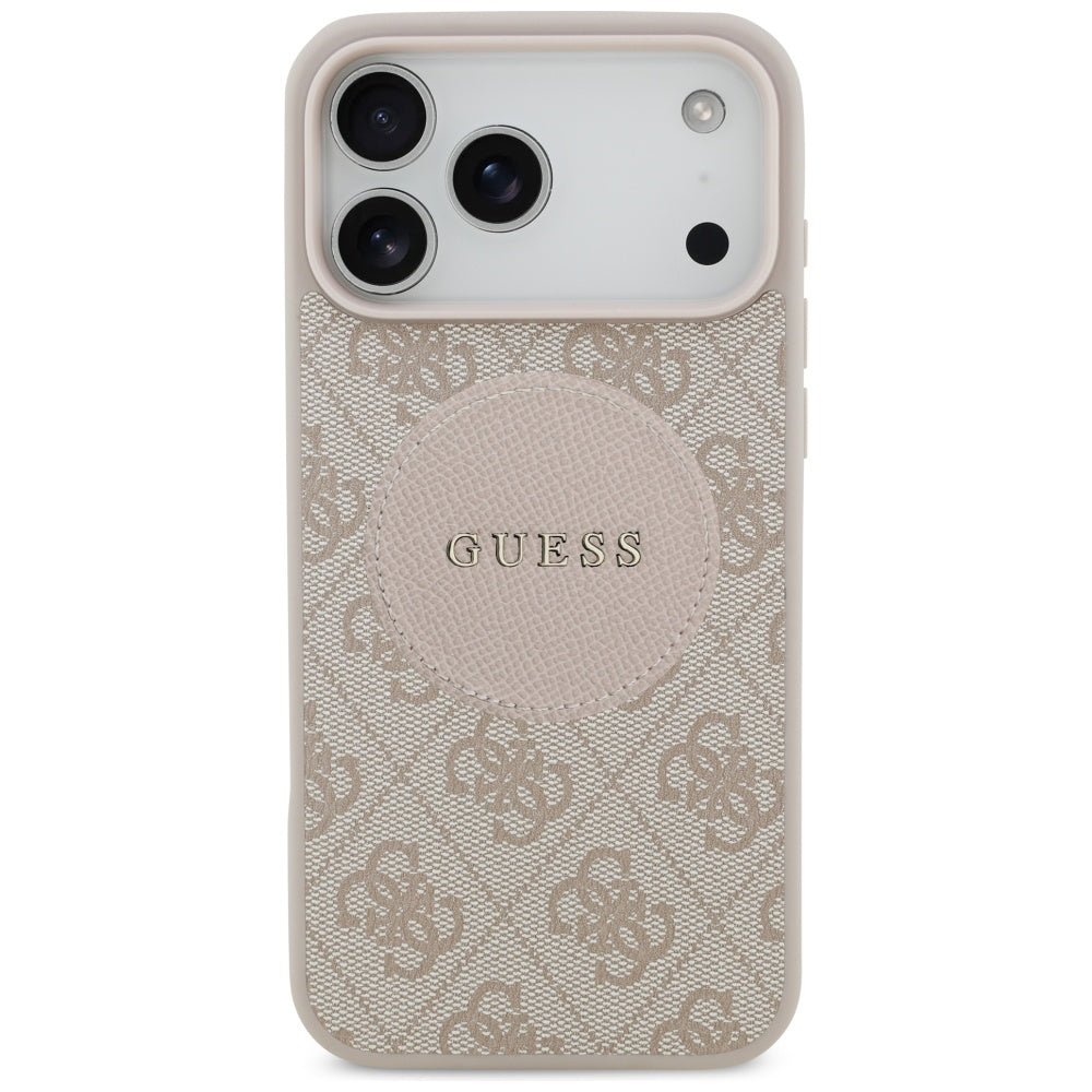 Pouzdro MagSafe pro Apple iPhone 17 Pro Max, Guess, 4G Circle Classic Logo, Růžové
