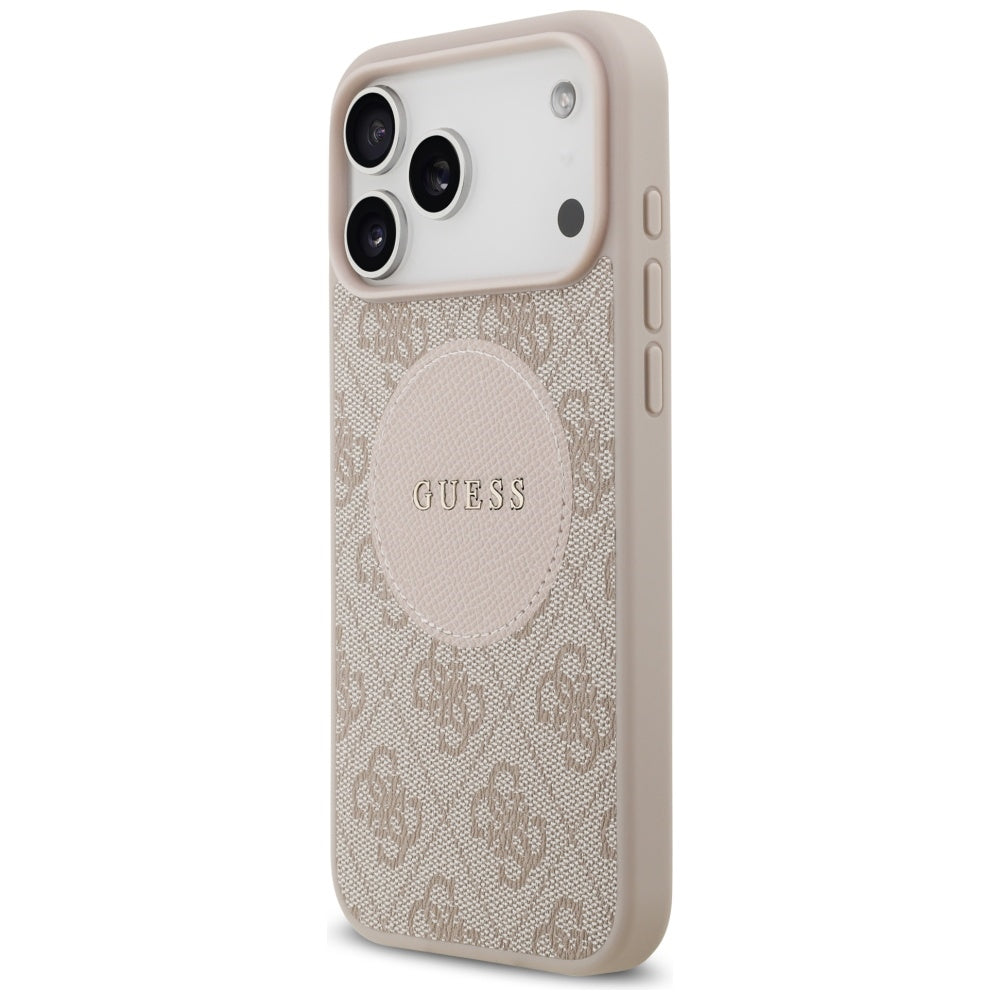 Pouzdro MagSafe pro Apple iPhone 17 Pro Max, Guess, 4G Circle Classic Logo, Růžové