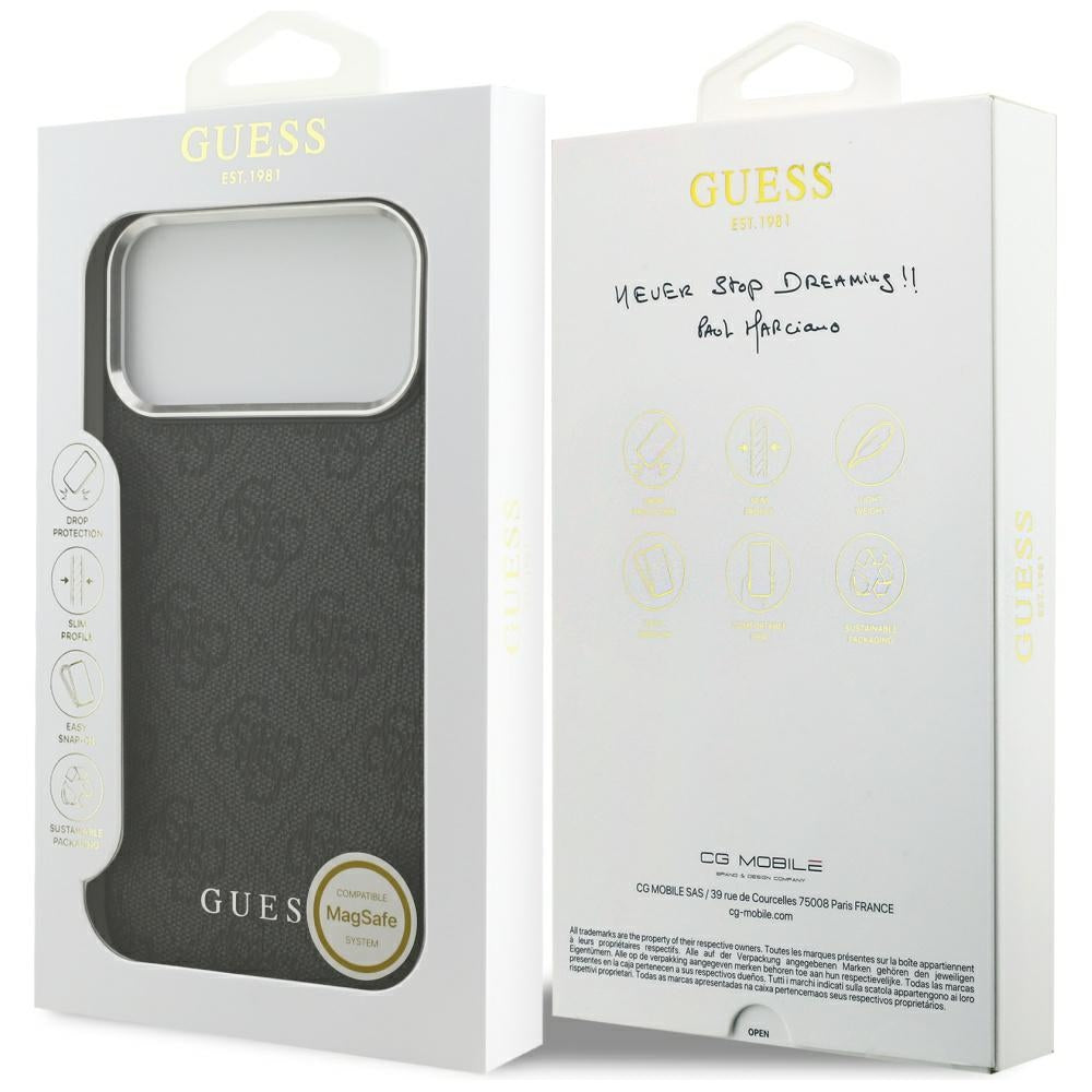 Pouzdro MagSafe pro Apple iPhone 17 Pro Max, Guess, 4G Classic Logo, Černá