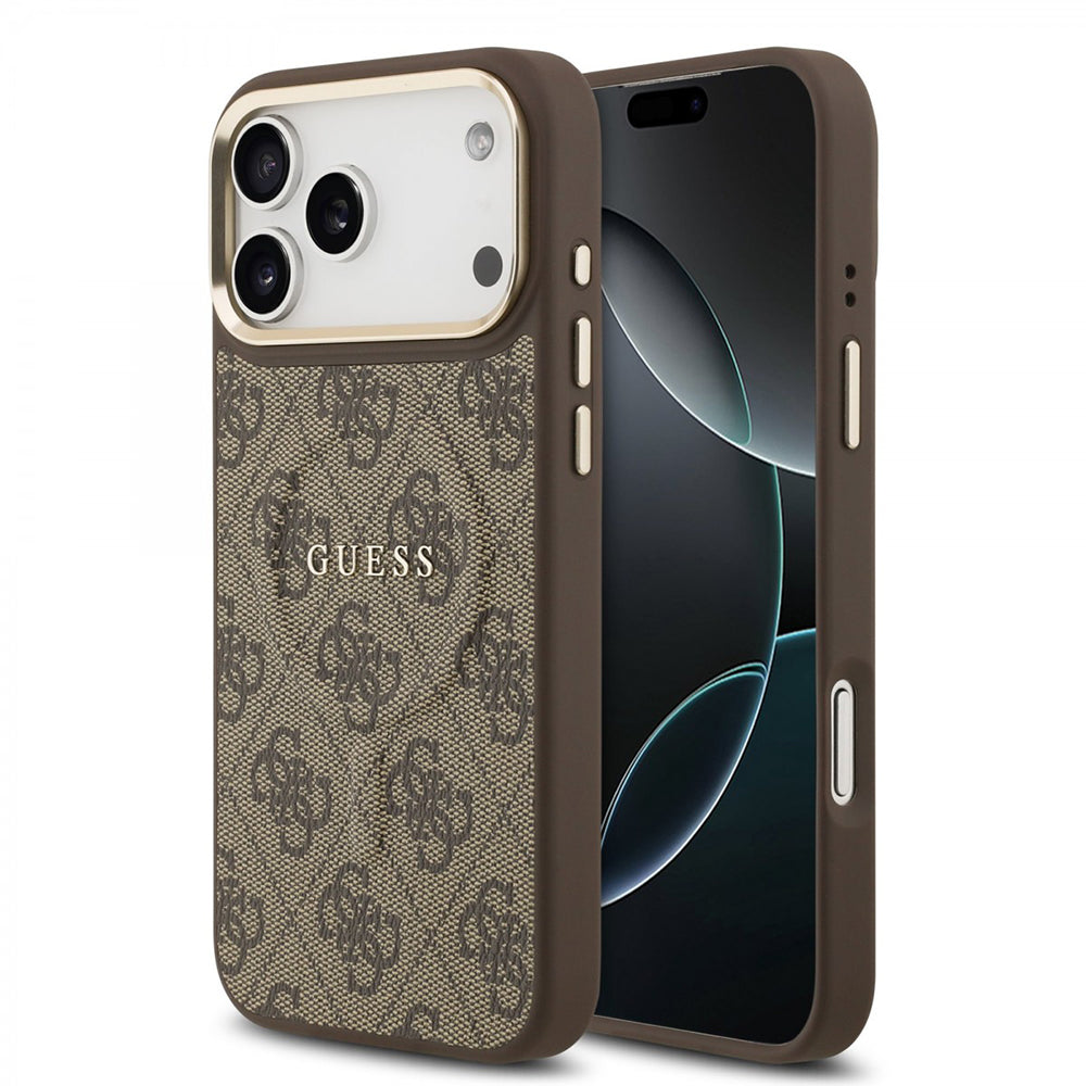Pouzdro MagSafe pro Apple iPhone 17 Pro Max, Guess, 4G Classic, hnědá