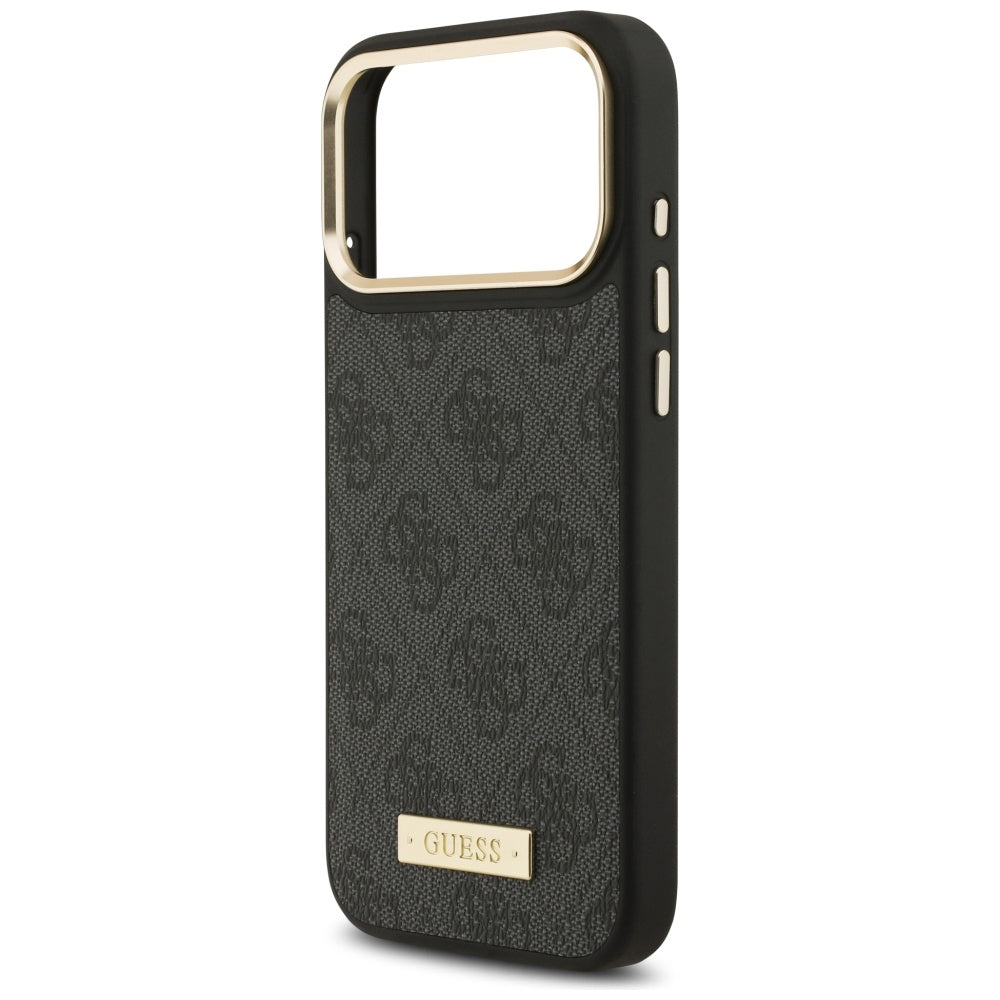 Pouzdro MagSafe pro Apple iPhone 17 Pro Max, Guess, 4G Logo Plate, Černá