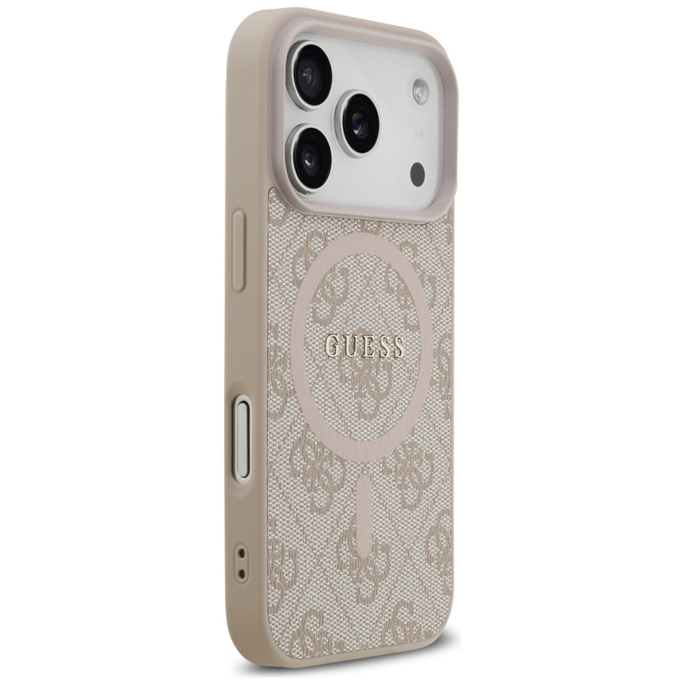 Pouzdro MagSafe pro Apple iPhone 17 Pro Max, Guess, 4G Ring Classic Logo, Růžové