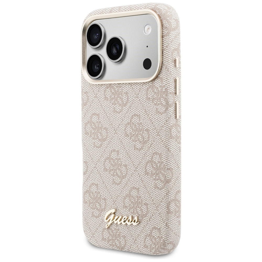 Pouzdro MagSafe pro Apple iPhone 17 Pro Max, Guess, 4G Script Logo, Růžové