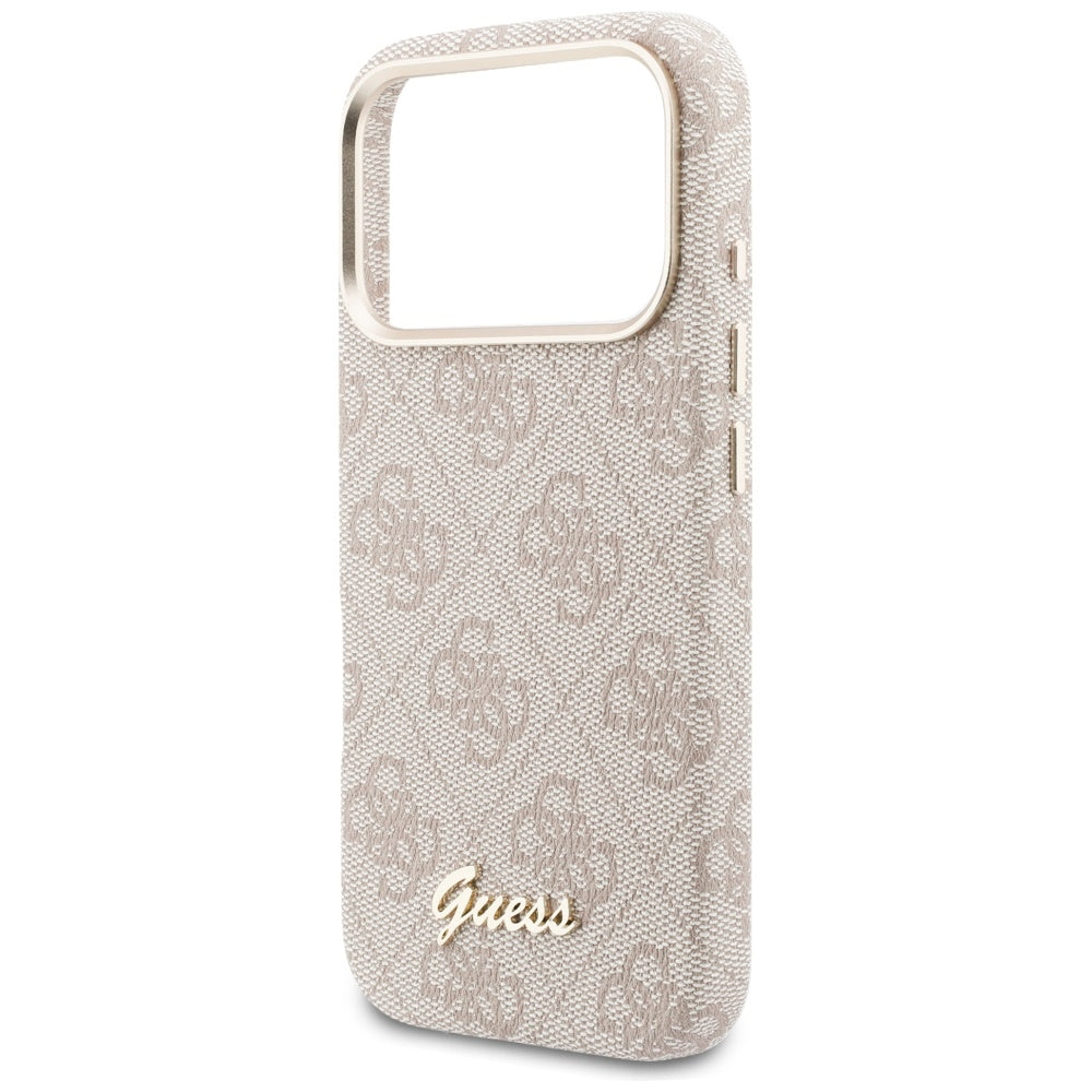 Pouzdro MagSafe pro Apple iPhone 17 Pro Max, Guess, 4G Script Logo, Růžové