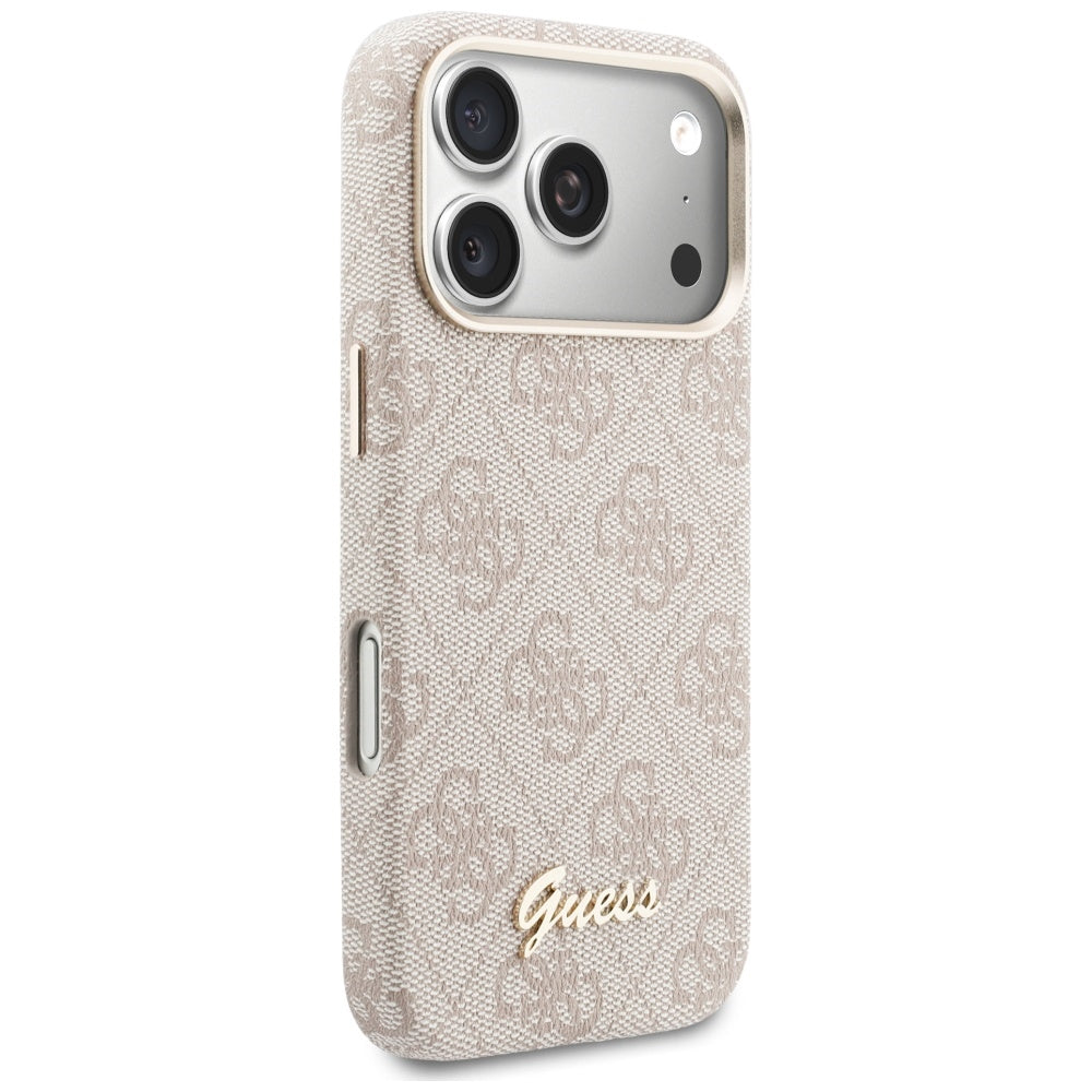 Pouzdro MagSafe pro Apple iPhone 17 Pro Max, Guess, 4G Script Logo, Růžové