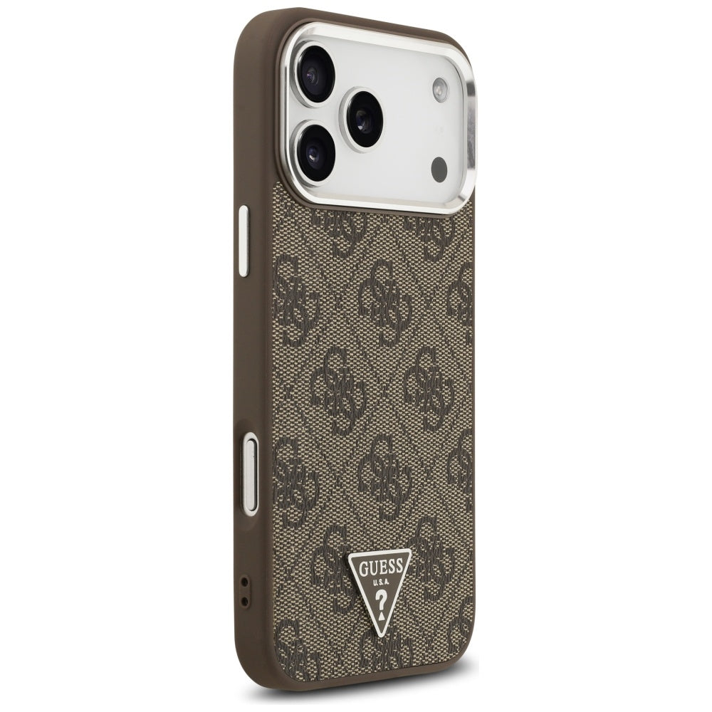 Pouzdro MagSafe pro Apple iPhone 17 Pro Max, Guess, 4G Triangle Logo, Hnědá