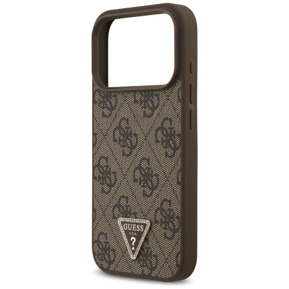 Pouzdro MagSafe pro Apple iPhone 17 Pro Max, Guess, 4G Triangle Strass, Hnědá
