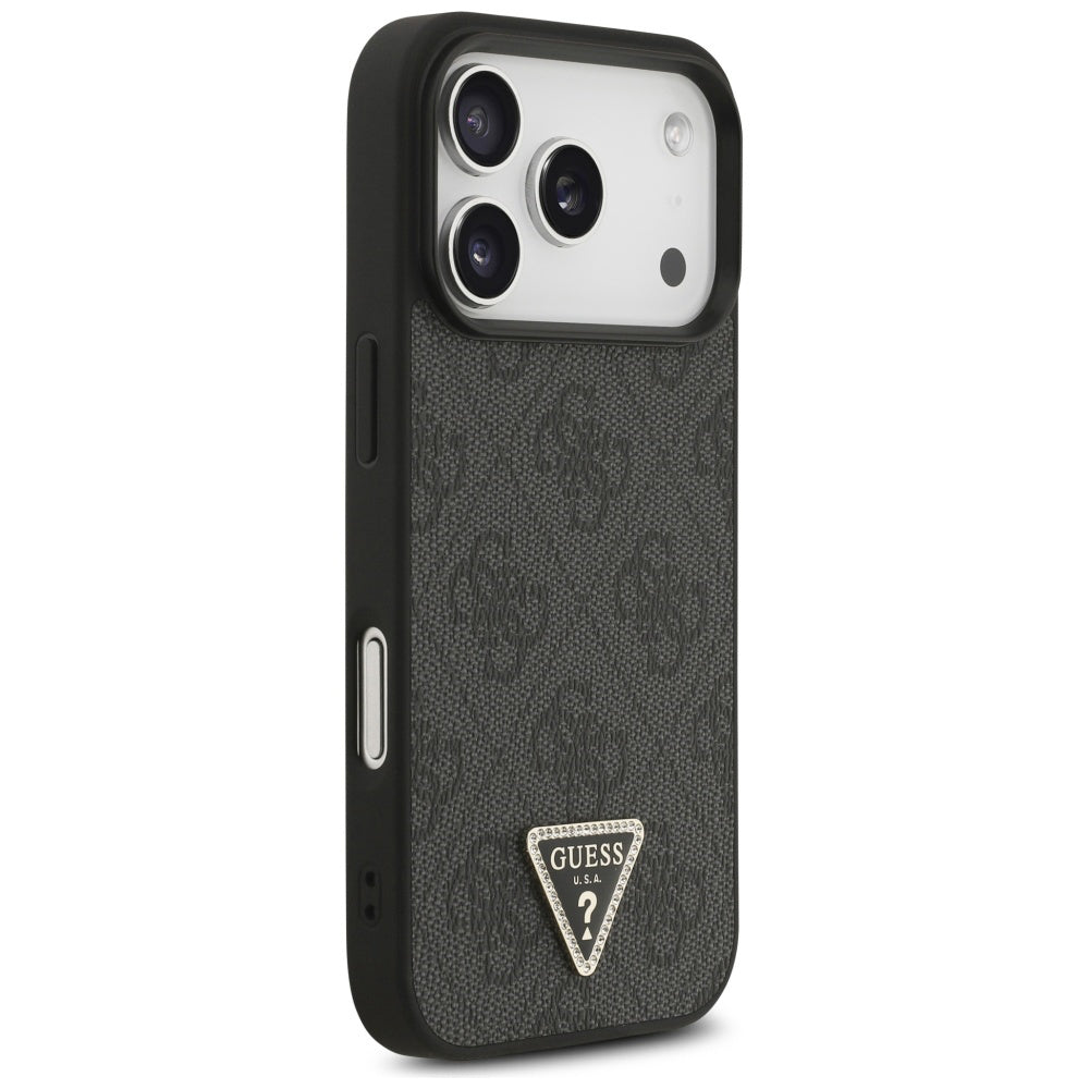 Pouzdro MagSafe pro Apple iPhone 17 Pro Max, Guess, 4G Triangle Strass, Černá