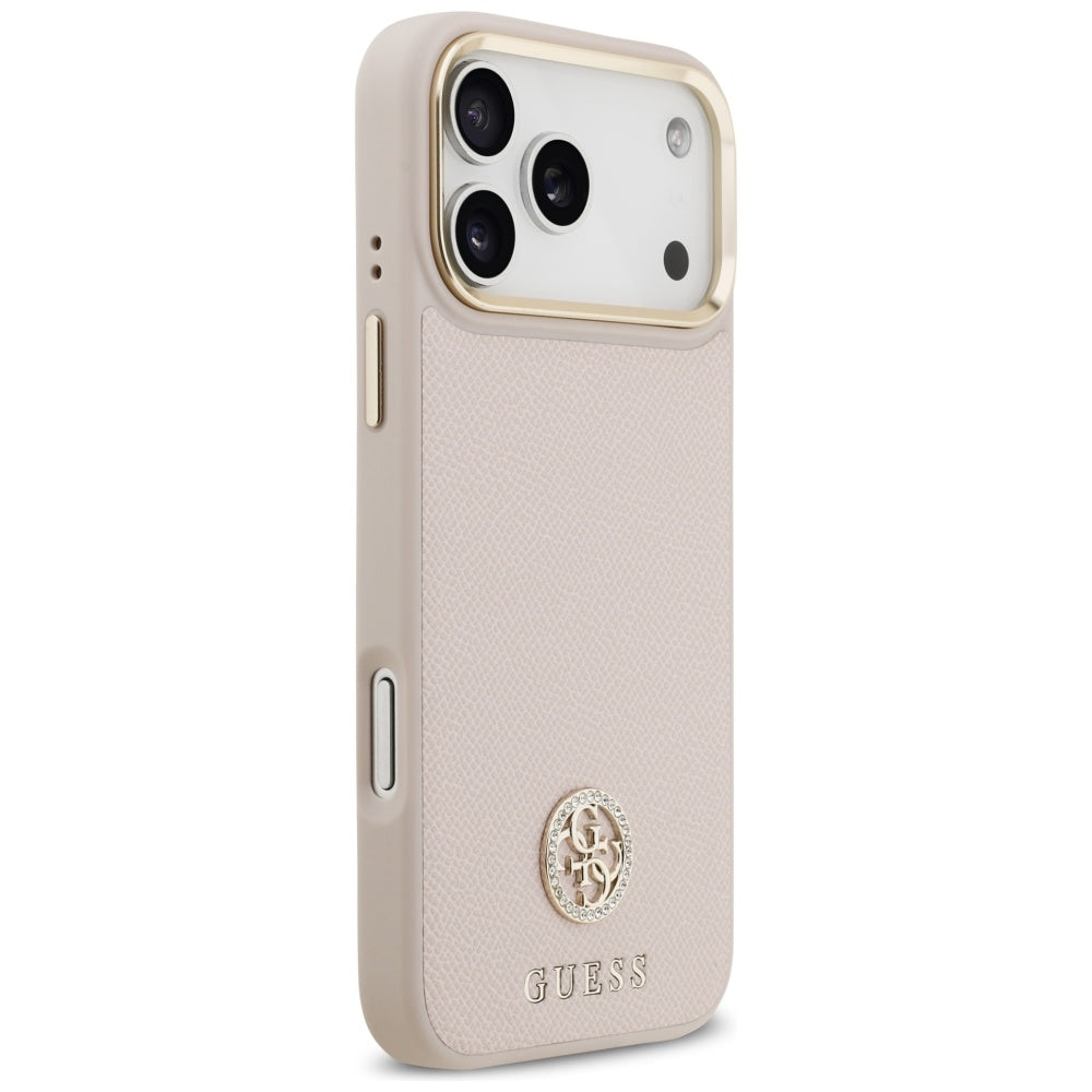Pouzdro MagSafe pro Apple iPhone 17 Pro Max, Guess, Grained Strass Logo, Růžové