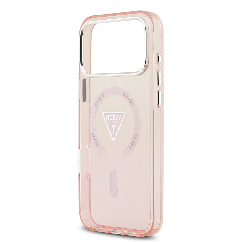 Pouzdro MagSafe pro Apple iPhone 17 Pro Max, Guess, IML Gradient Triangle Logo, Růžová