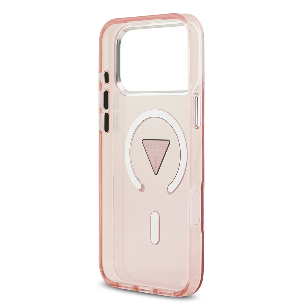 Pouzdro MagSafe pro Apple iPhone 17 Pro Max, Guess, IML Gradient Triangle Logo, Růžová