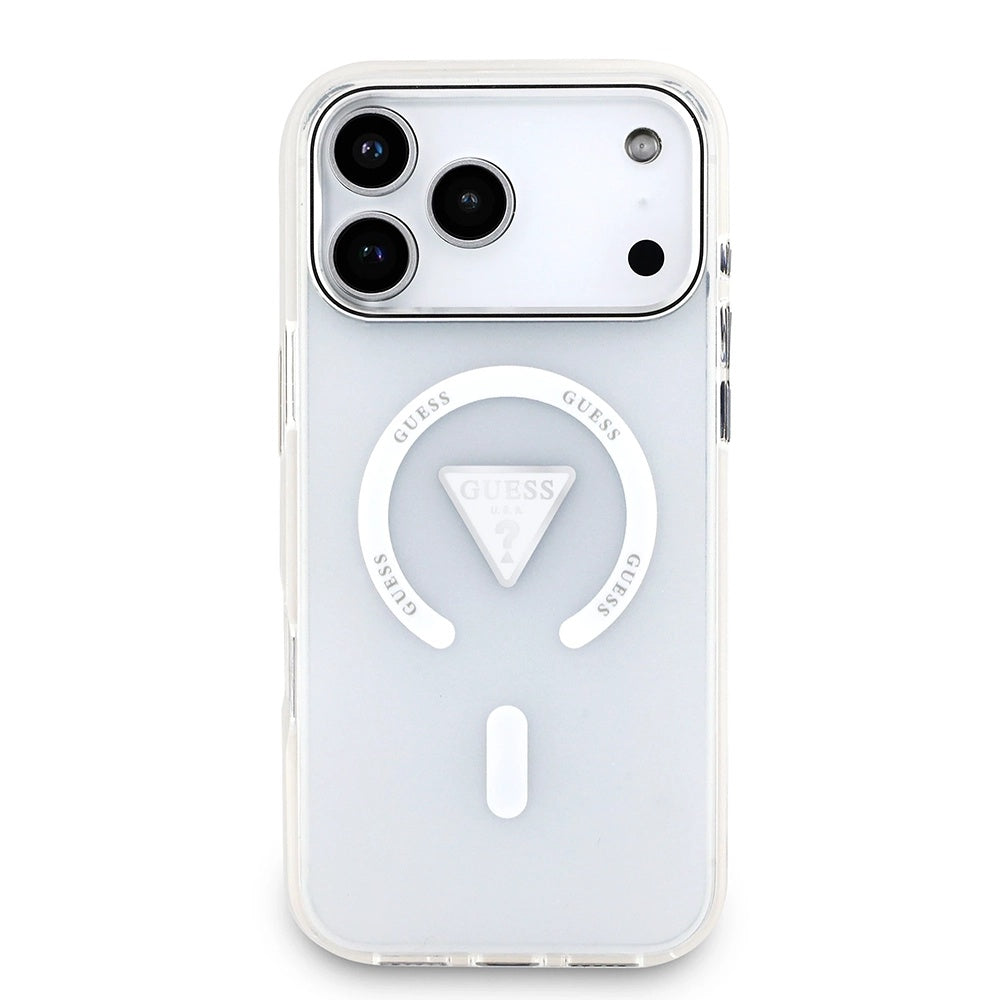 Pouzdro MagSafe pro Apple iPhone 17 Pro Max, Guess, IML Gradient Triangle Logo, Transparentní