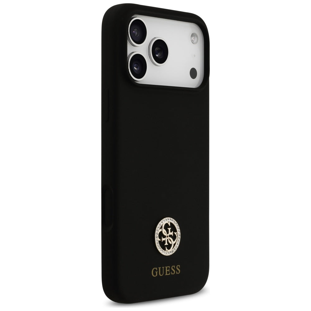 Pouzdro MagSafe pro Apple iPhone 17 Pro Max, Guess, Logo Strass 4G, Černá