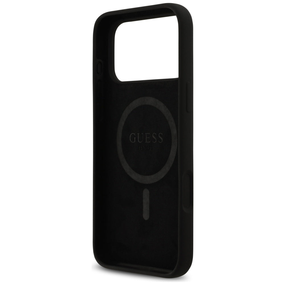 Pouzdro MagSafe pro Apple iPhone 17 Pro Max, Guess, Logo Strass 4G, Černá
