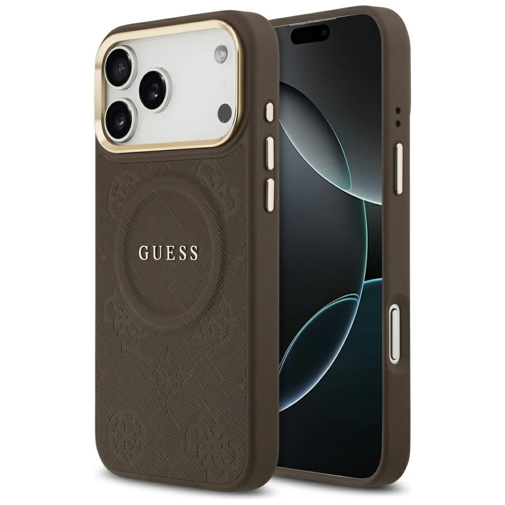 Pouzdro MagSafe pro Apple iPhone 17 Pro Max, Guess, Peony Hot Stamp, hnědá