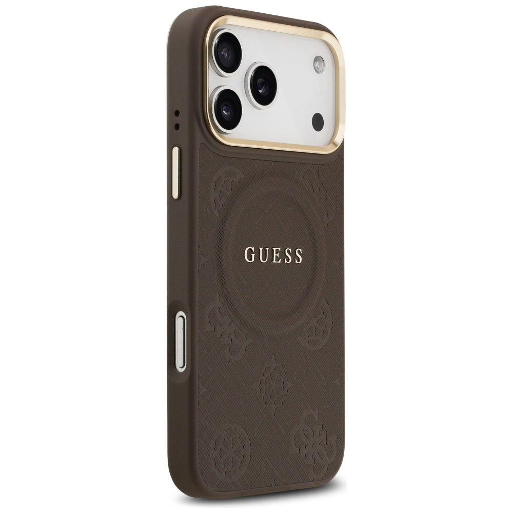 Pouzdro MagSafe pro Apple iPhone 17 Pro Max, Guess, Peony Hot Stamp, hnědá