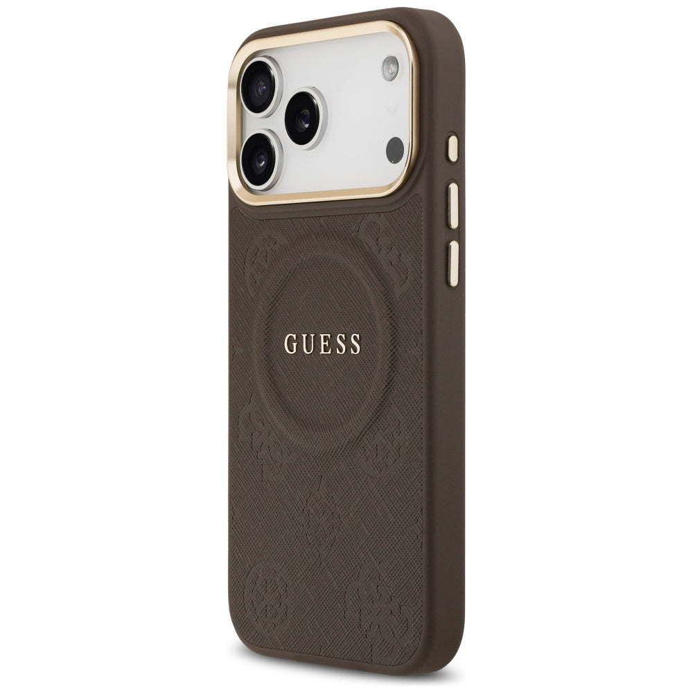 Pouzdro MagSafe pro Apple iPhone 17 Pro Max, Guess, Peony Hot Stamp, hnědá