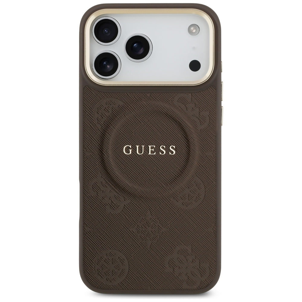 Pouzdro MagSafe pro Apple iPhone 17 Pro Max, Guess, Peony Hot Stamp, hnědá