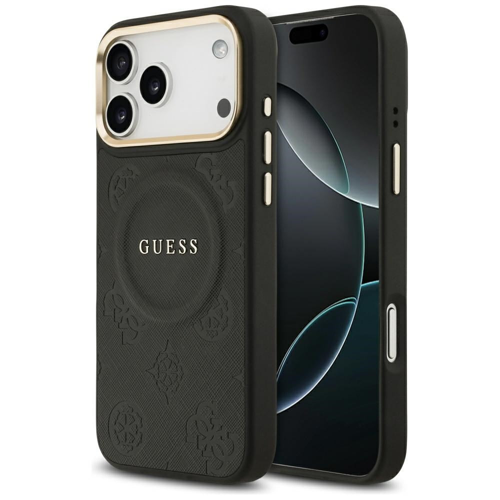 Pouzdro MagSafe pro Apple iPhone 17 Pro Max, Guess, Peony Hot Stamp, Černá