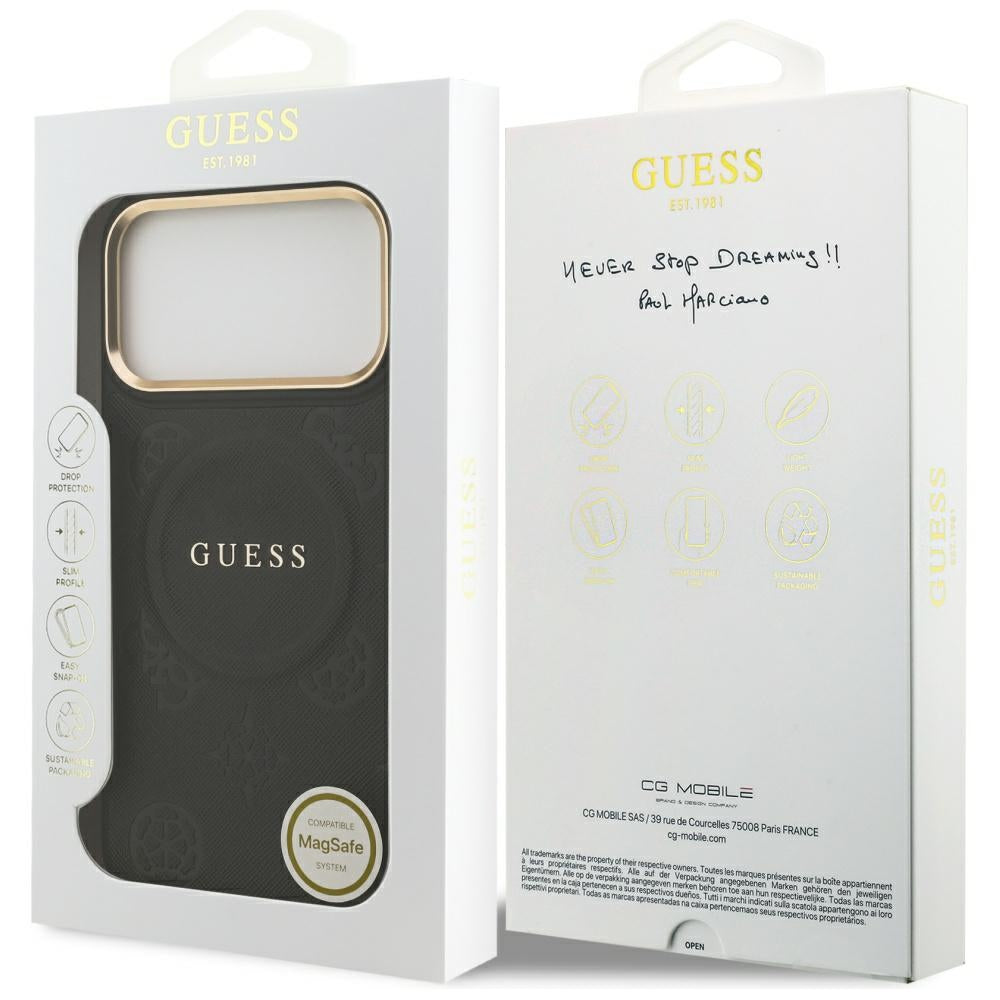 Pouzdro MagSafe pro Apple iPhone 17 Pro Max, Guess, Peony Hot Stamp, Černá