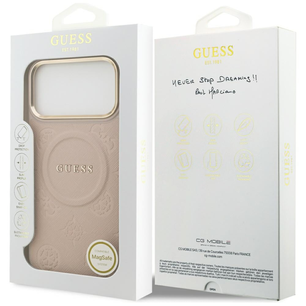 Pouzdro MagSafe pro Apple iPhone 17 Pro Max, Guess, Peony Hot Stamp, Růžové